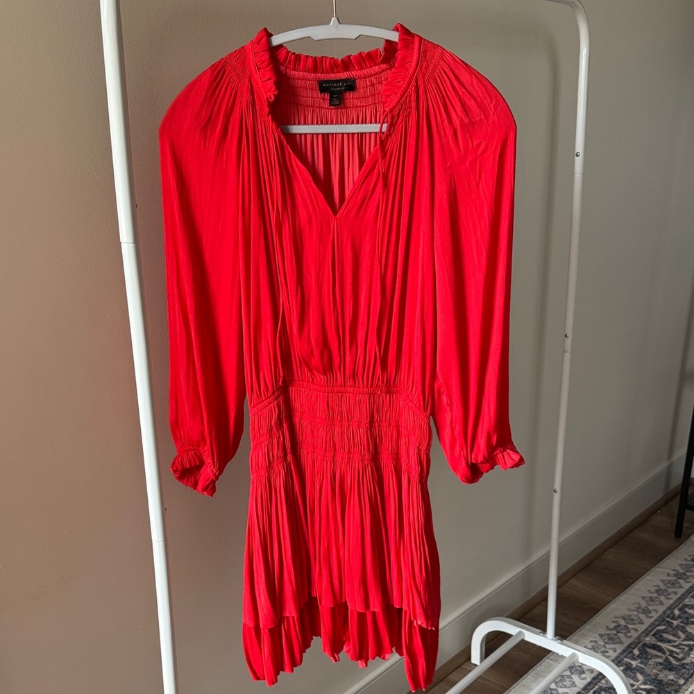 Anthropologie Hot Pink/Red Long Sleeve Mini Dress